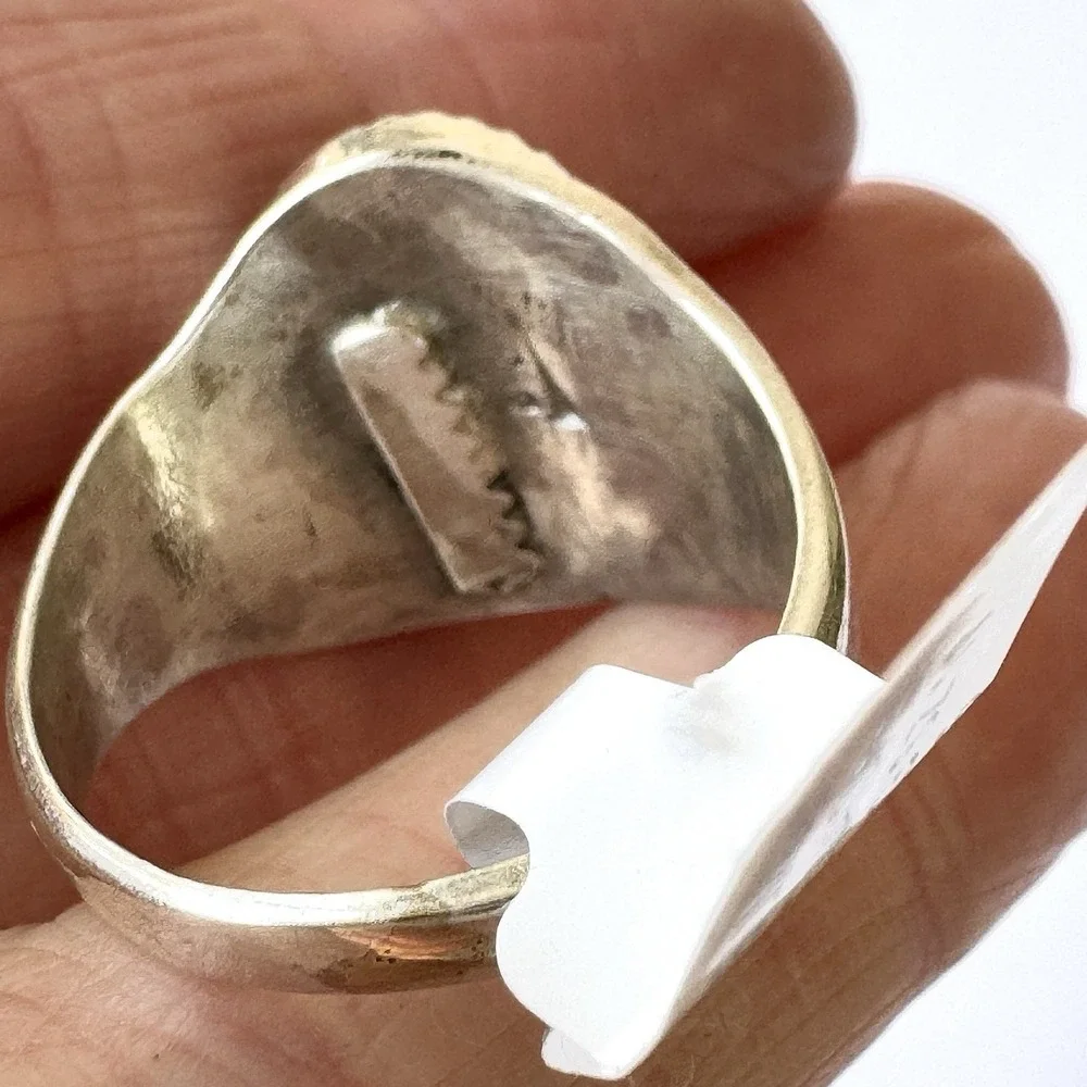 Navajo Bumblebee Jasper Mens Ring Sz 9.5 Annie Lincoln Sterling Handmade Band